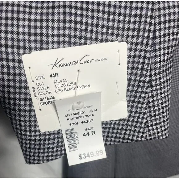 Kenneth Cole Black Sportcoat 44 Regular Slim Fit Suit Jacket